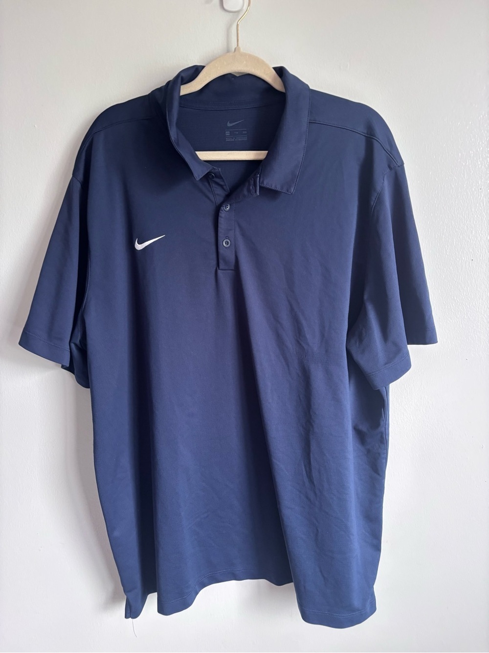 Nike Men’s Navy Dri-Fit Polo with White Swoosh